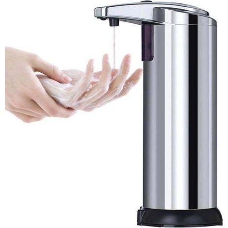 Sollbry Dispensador automático de jabón líquido para lavavajillas de acero inoxidable con base, resistente al agua, sensor infrarrojo e interruptor ajustable. (1/5)