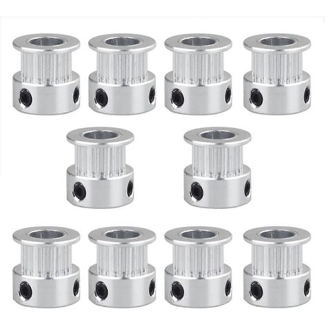 Lot de 10 poulies de distribution GT2 à 20 dents (dents d'imprimante 3D), alésage de 5 mm, largeur de 6 mm (1/5)
