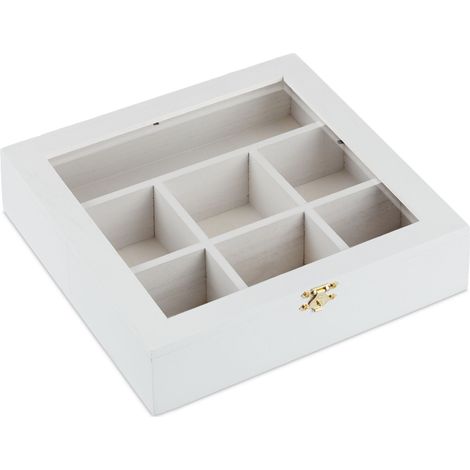 Boîte à thé organisée avec fenêtre de visualisation 8 x 25 x 25,5 cm en MDF bois (1/5)