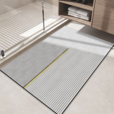 LAN terre de diatomées rayée 4060cm Tapis de sol en terre de diatomées, tapis antidérapant pour salle de bain, tapis absorbant et à séchage rapide pour l'entrée des toilettes (1/5)