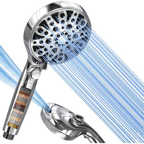 Duschkopf mit Filter, wassersparende Handbrause 8+2 Düsen, Hochdruck-Duschkopf, Anti-Kalk-Duschkopf, wassersparende Dusche, Badewanne mit verstellbarem Filter