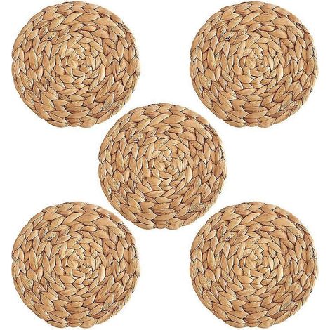 Sets de table ronds tressés de 18 cm, résistants à la chaleur, pour l'extérieur (1/5)