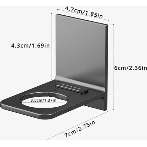 (Noir) Porte-flacon de gel douche en aluminium, crochets de suspension réglables pour shampoing, fixation murale sans perçage, supports universels pour distributeur de savon (1/5)