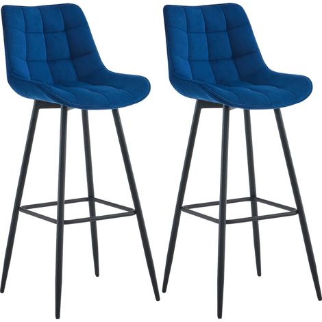 Lot de 2 tabourets de bar Dartford Bleu Velours (1/5)