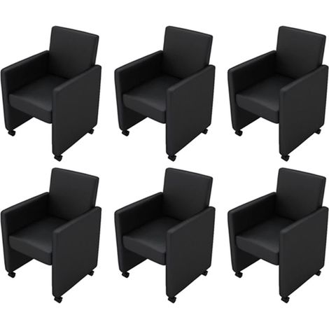 Juego de 6 cómodas sillas de cocina comedor de diseño moderno en sintética negra CDS022678