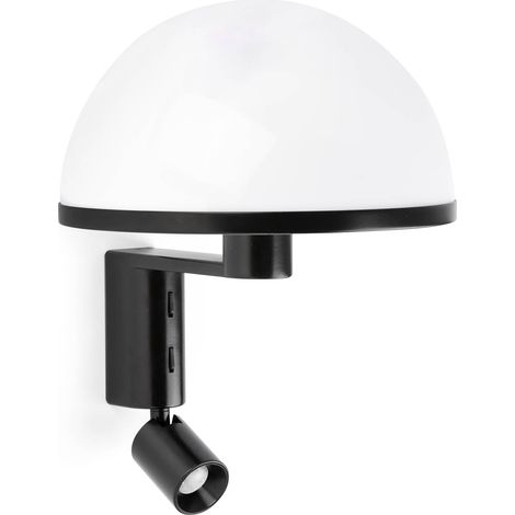 DOME Wandleuchte schwarz mit LED-Leselicht