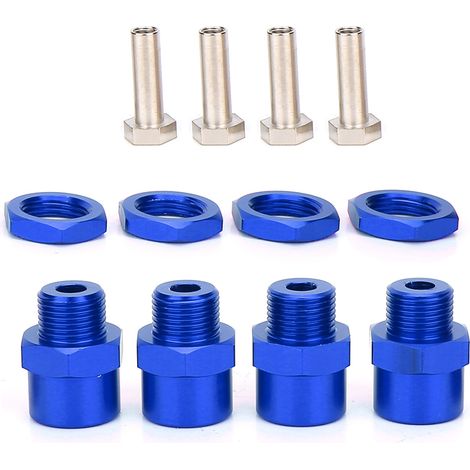 Adaptateur de conversion de moyeu de roue 12mm à 17mm pour voitures RC 1/10 Sakura D4 HSP 94123 - Bleu (1/5)