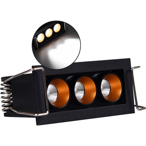 FARETTO LED RETTANGOLARE NERO DA INCASSO PER CONTROSOFFITTI 6W LUCE 6000K CON CONO DI PROIEZIONE IN BRONZO - ILLUMINAZIONE AD ALTA EFFICIENZA ENERGETICA (1/5)