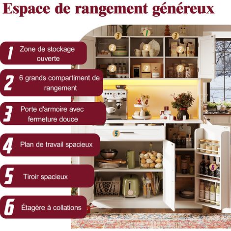 Armoire de rangement, armoire à ustensiles, armoire de cuisine. dimensions : 110x38x180 cm. Style rustique. Intérieur de l’armoire est équipé d’une bande LED. L’armoire est également dotée d’un interr (1/5)