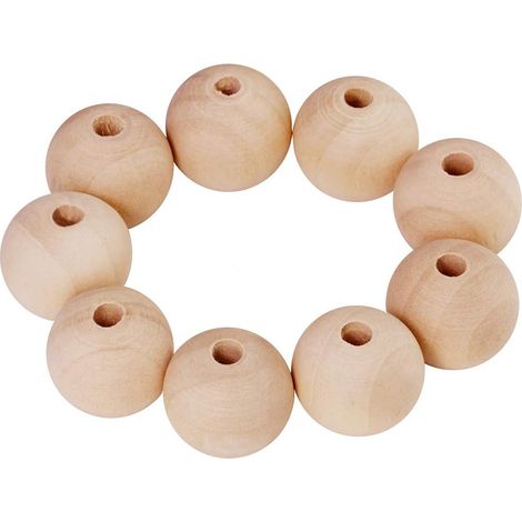 120 perles d'espacement rondes en bois massif naturel brut, 2,5 cm de diamètre, pour la création de bijoux (1/5)