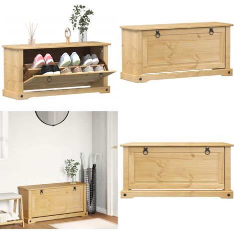 Mueble zapatero Corona madera maciza de pino 99x32x47 cm - Mueble de pino - Almacenamiento de zapatos