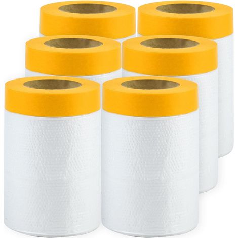 6 Rouleaux Masker Avec Ruban De Masquage, Film De Masquage, Ruban Adhésif De Masquage Avec, Bache De Protection Peintur 55 Cm 20 M (1/5)