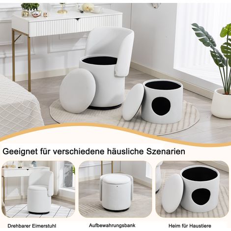 Fauteuil en tonneau rembourré avec rotation 360° et espace de rangement intégré (1/5)
