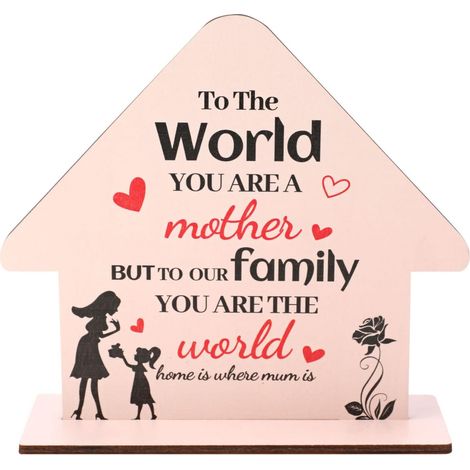 Targhetta Legno Mamma Casa Scritte Inglese 21x19 cm (1/5)