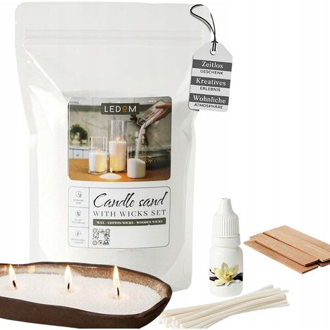 Candele sfuse da 1 kg - Stoppini in cotone + stoppini in legno + olio profumato alla vaniglia
