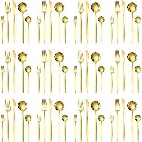 Basetbl – 60-teiliges Besteckset aus hochglanzpoliertem Edelstahl – Service für 12 Personen – Ergonomischer Griff – Elegante Geschenkbox (1/5)
