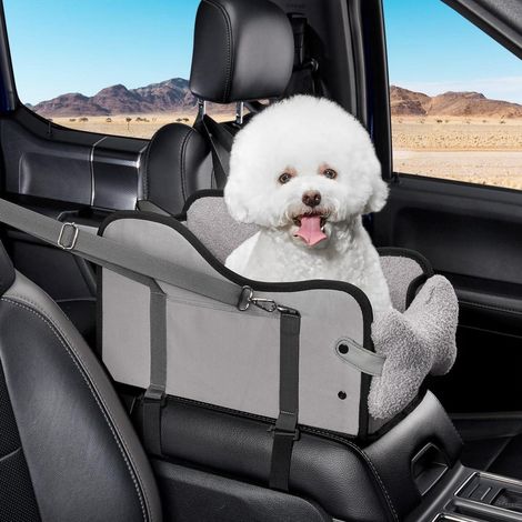 Auto-Hundesitz für kleine Hunde & Katzen, sicher, wasserdicht, mit Seitentaschen, Grau (1/5)