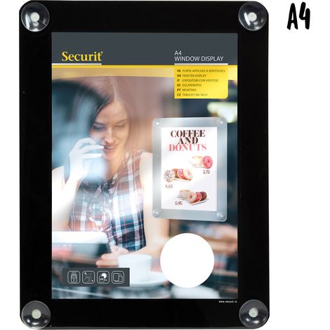 Porte affiche pour vitre - A4 - noir