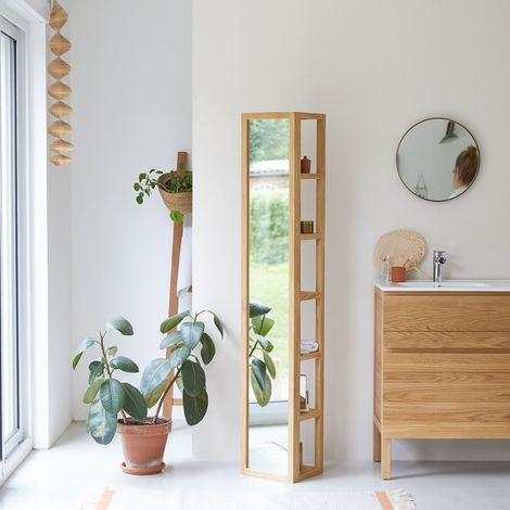 Colonne miroir droite en bois de teck 30 Twig (1/5)