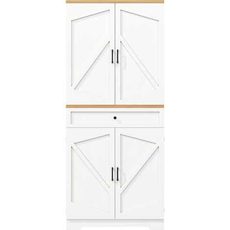 Colonne de cuisine moderne 80x40x180cm - 4 portes + 1 tiroir + 12 étagères - meuble haut - en MDF et aggloméré - Blanc