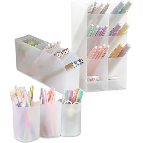 Porte-stylos 6 pièces, organisateur de crayons translucide pour bureau, organisateur de fournitures de bureau de papeterie multifonctionnel, Pot de tasse de stylo