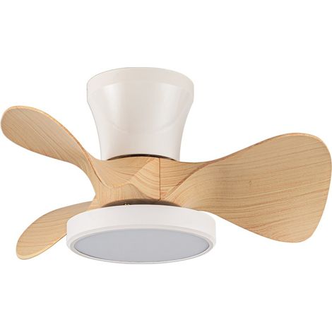 Ventilador de techo LED "Moll" regulable con control remoto (20W 3CCT 1900lm) IP20 Ø55cm color blanco y haya (1/5)