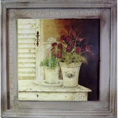 Composición pictórica "Melodía Floral" con efecto envejecido, 38 x 38 cm, parte 1 de 2