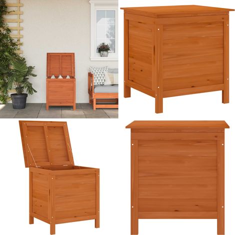 Gartentruhe Braun 50x49x56,5 cm Massivholz Tanne - Holz Gartenbox - Tannenzapfen - Gartenaufbewahrung - Gartenmöbel - Außensitzplatz - Home & Living