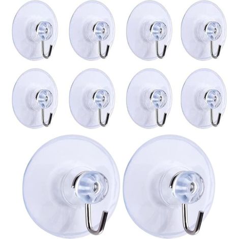 10 Pcs Crochets à Ventouse, Amovible Transparent Ventouse Ventouse Crochets Muraux Cintre pour Salle De Bains Cuisine Serviette De Douche Crochets Muraux Cintres Accessoires (45mm)-LIAIKI (1/5)