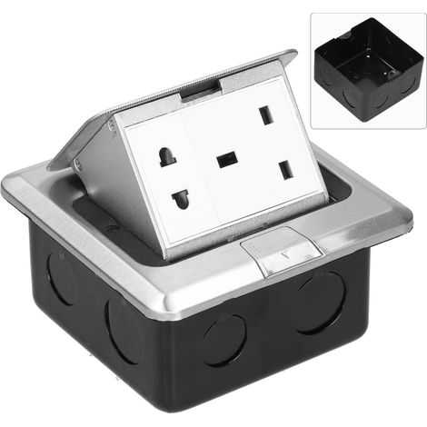 Prise électrique encastrable escamotable en acier inoxydable, norme UK, 2 trous, 250V 13A, alimentation de sol (1/5)