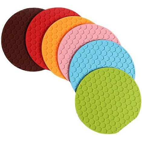 Untersetzer für Getränke, perfekte Silikon-Getränkeuntersetzer, 6er-Set, antihaftbeschichtet, für Couchtisch und Holztisch, hitzebeständiges Untersetzer-Set mit Deckel (1/5)