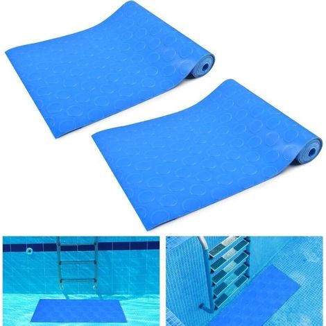 Tapis anti-dérapants pour marches de piscine – 2 pièces, 23 x 90 cm, tapis de sécurité épais avec texture antidérapante pour échelles et marches de piscine extérieure (1/5)