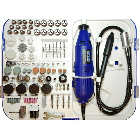 KIT MINI TRAPANO SMERIGLIATRICE ALBERO FLESSIBILE 330W 163PZ FRESE PUNTE ROYCE (1/3)