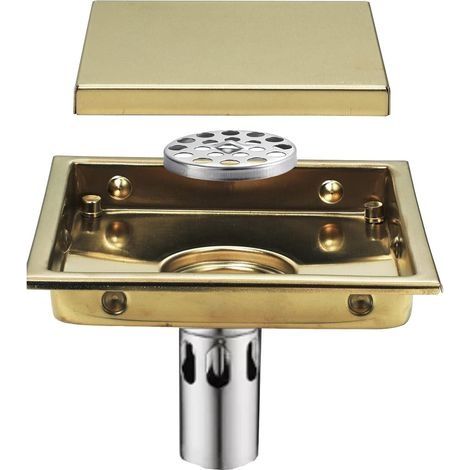 Drain de Douche 150x150mm Siphon de Sol Carré Caniveau de Douche 304 Acier Inoxydable Anti-Odeur Drain de Plancher (1/5)