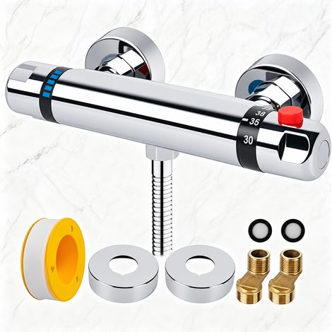 Mitigeur thermostatique de douche en cuivre – Protection de sécurité 38℃ – Réglage précis de température et débit – Installation facile (1/5)