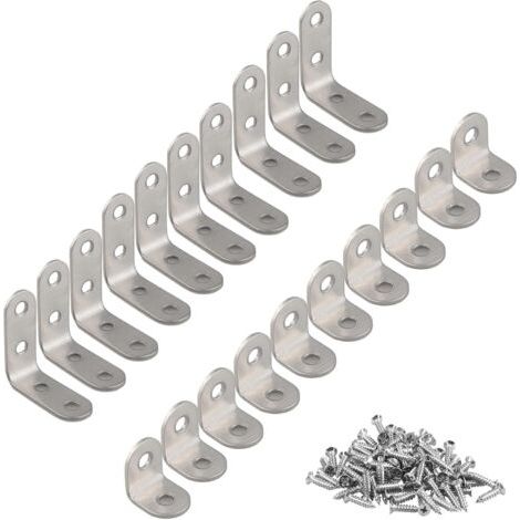 L-brackets, metal L-brackets, 20PCS corner brackets with screws, stainless steel corner brackets for the (1/4)
