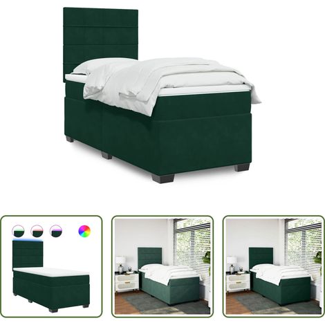 Matratze - Boxspringbett mit Matratze Dunkelgrün 90x200 cm Samt (1/5)