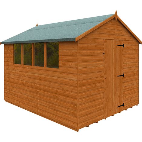 10 x 8 Feet Super Apex 12mm Shed - Solid Wood/Softwood/Pine - L295 x W235 x H231.9 cm - Burnt Orange