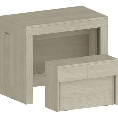Dmora - Set tavolo e sedie Badesi, Composizione multiuso, Set con consolle e 1 panca allungabili, 100% Made in Italy, 66x25h45 cm, Olmo