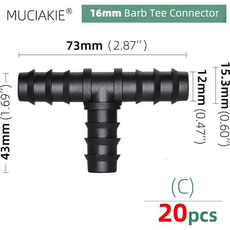 (Cx20pcs) Raccords de tuyauterie pour eau, adaptateurs de raccordement égaux, coudes, tés, bouchons, raccords cannelés pour irrigation goutte à goutte 1/2 3/4'' (1/5)