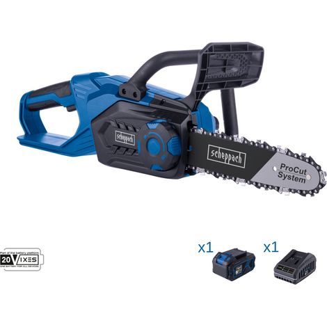 Motosega 20v 1 batteria 4.0 Ah e caricabatteria ixes Scheppach c-cs254-x