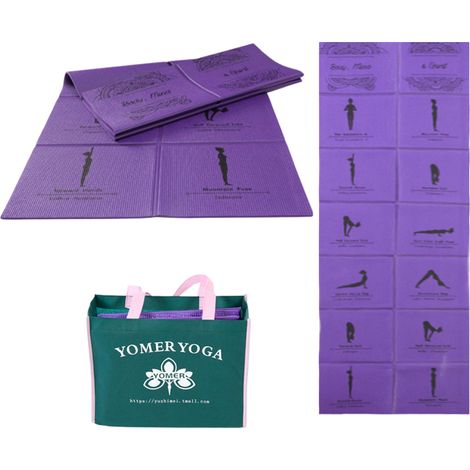 Esterilla de yoga plegable para mujer, esterilla de ejercicio antideslizante, apta para el hogar y el gimnasio, incluye bolsa de almacenamiento, apta para yoga, pilates y fitness, 173 x 61 cm x 5 mm d (1/5)