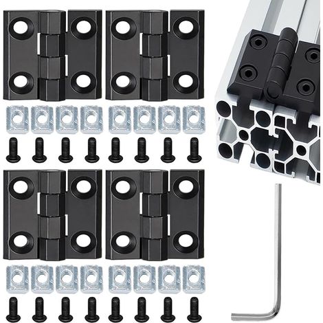 4 Pieces Black M4 Hinges for Aluminium Profile 2020 (1/5)
