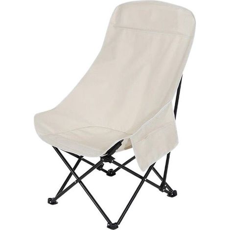 Silla plegable de camping, Silla de jardín, Estable y resistente, Cómoda y transpirable, Asiento extra ancho, pesca y caravanas, Beige (1/5)