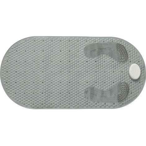 Tapis de Douche Antidérapant 40x80 cm avec Pierre Ponce Amovible et Ventouses, Tapis de Bain Gris pour Baignoire et Douche (1/5)
