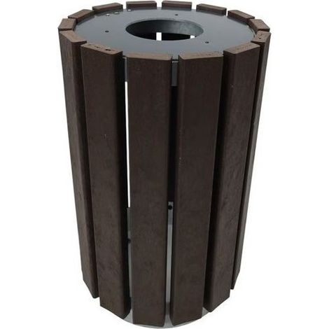 Poubelle Ronde à Fente Extérieur 90L Escapade Marron Hauteur 77cm - A398109 (1/2)