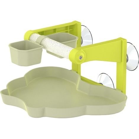 Perchoirs pour Cage Oiseaux Support Oiseau À Ventouse avec Gamelle Perchoir D'alimentation Calopsitte Pour Perroquets, Perruches, Canaris, Conures, Pinsons, Cacatoès, Inséparables (1/5)