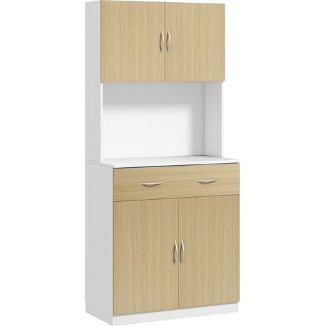GagaBuffet de cuisine avec 2 portes et tiroir 80x40x180cm couleur bois (1/5)
