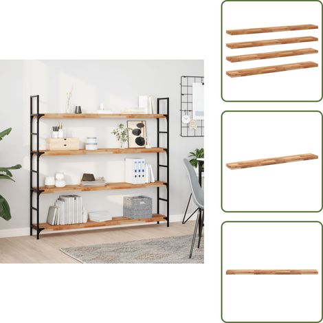 The Living Store Schweberegale 4 Stk. 160x20x4 cm Massivholz Akazie Ölbehandelt - Wandregal (1/5)