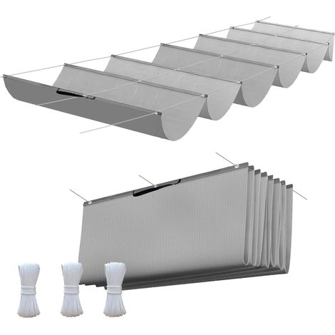 Voile d'ombrage rétractable ondulé 1 x 2 m, pergola réglable, résistante aux UV, couverture d'ombrage résistante à la déchirure, avec cordes de fixation pour terrasse, pergola
